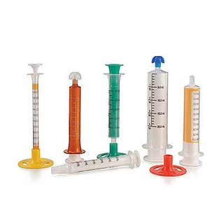ไซริงค์ป้อนอาหาร / ยา หลากสีแบบใช้ซ้ำได้ พร้อมฝาครอบ Colored Reusable Oral Syringes with Tip Cap จากอเมริกา ราคาต่อชิ้น