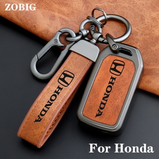 Zobig เคสกุญแจรีโมทรถยนต์ หนังโลหะ สําหรับ Honda City Accord Civic CRV Pilot Odyssey Passport