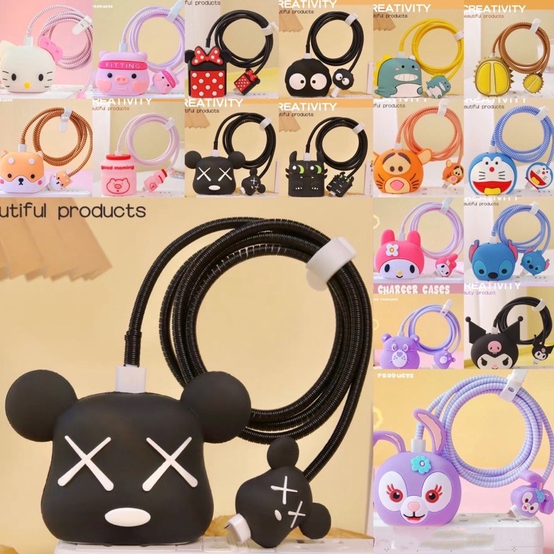 -พร้อมส่งจาก เคสซิลิโคลนลายการ์ตูนเป็นเซ็ทใช้ได้กับรุ่น for ไอโฟน 18w/20w หรือหัวชาร์จไอแพตตัวใหม่จ้า