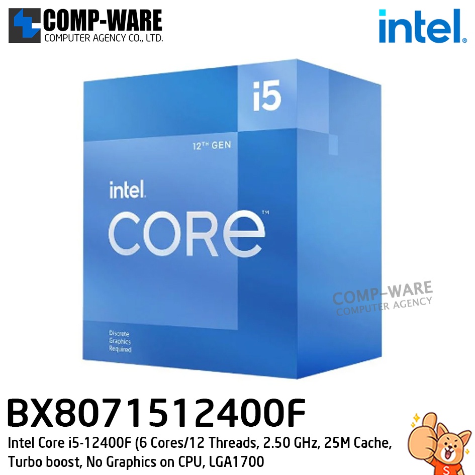 CPU BX8071512400F Intel Core i5-12400F (6 Cores/12 Threads, 2.50 GHz, 25M Cache, Turbo boost, No Gra