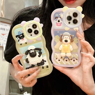 ✨ส่งเชือกเส้นเล็ก✨เคสไอโฟน14 Pro Max 13 12 11 เคส for iPhone 14พลัส การ์ตูน พร้อมขาตั้ง พกง่ายๆ การป้องกันการตก Case