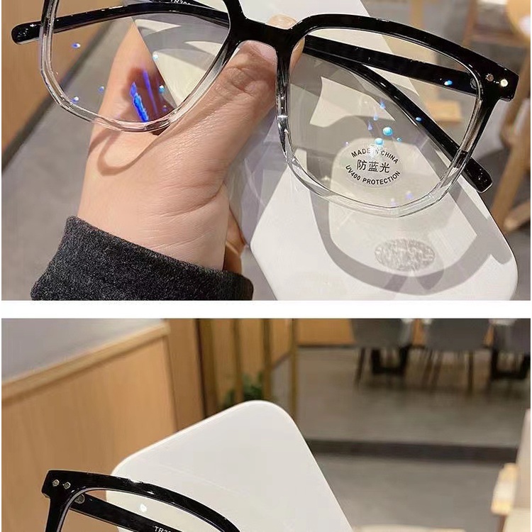 แว่นตาสายตาสั้น กรอบใส ทรงสี่เหลี่ยม ทรงกลม แบน สีฟ้าอ่อน แฟชั่นสําหรับผู้ชาย และผู้หญิง - รูปที่ 6