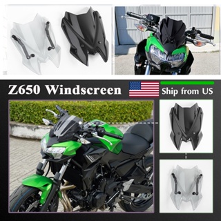 Ljbkoall กระจกหน้ารถจักรยานยนต์ พร้อมตัวยึด สีดํา สําหรับ Kawasaki Z650 2020 2021 2022 2023 Z 650