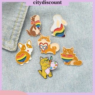 &lt;citydiscount&gt;  City_ เข็มกลัดโลหะผสม ลายการ์ตูนสัตว์ สีรุ้ง สร้างสรรค์ สําหรับผู้หญิง