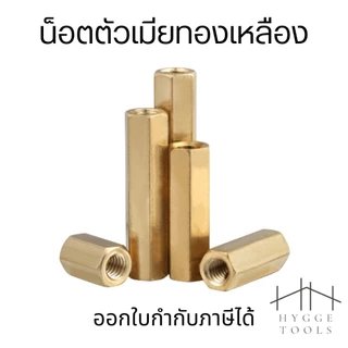 น็อตทองเหลือง M3 (10ชิ้น/ชุด) สกรูหกเหลี่ยมทองเหลือง ตัวเมีย Hex M3 Female Screw PCB น็อตทองเหลือง แบบตัวเมีย 2 ด้าน