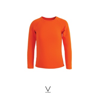 V ACTIVEWEAR KIDS COLLECTION  ORANGE RASH GUARD SS2022 ชุดว่ายน้ำเด็ก แขนยาวสีส้ม  ผ้าหนา กัน UV UPF 50+