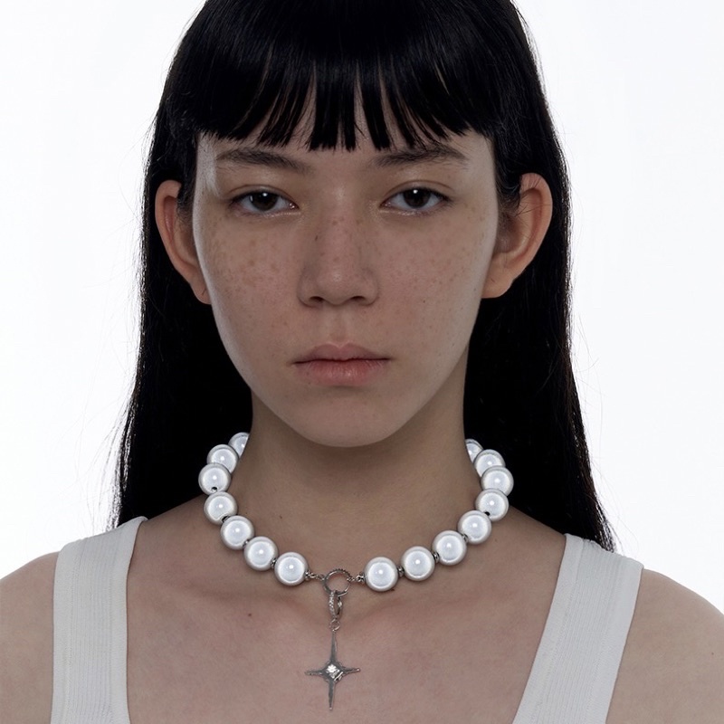 🔥Sale🔥สร้อยคอไข่มุกจี้รูปทรงเรขาคณิตสะท้อนแสง KVK Pearl Reflection Necklace พร้อมส่ง