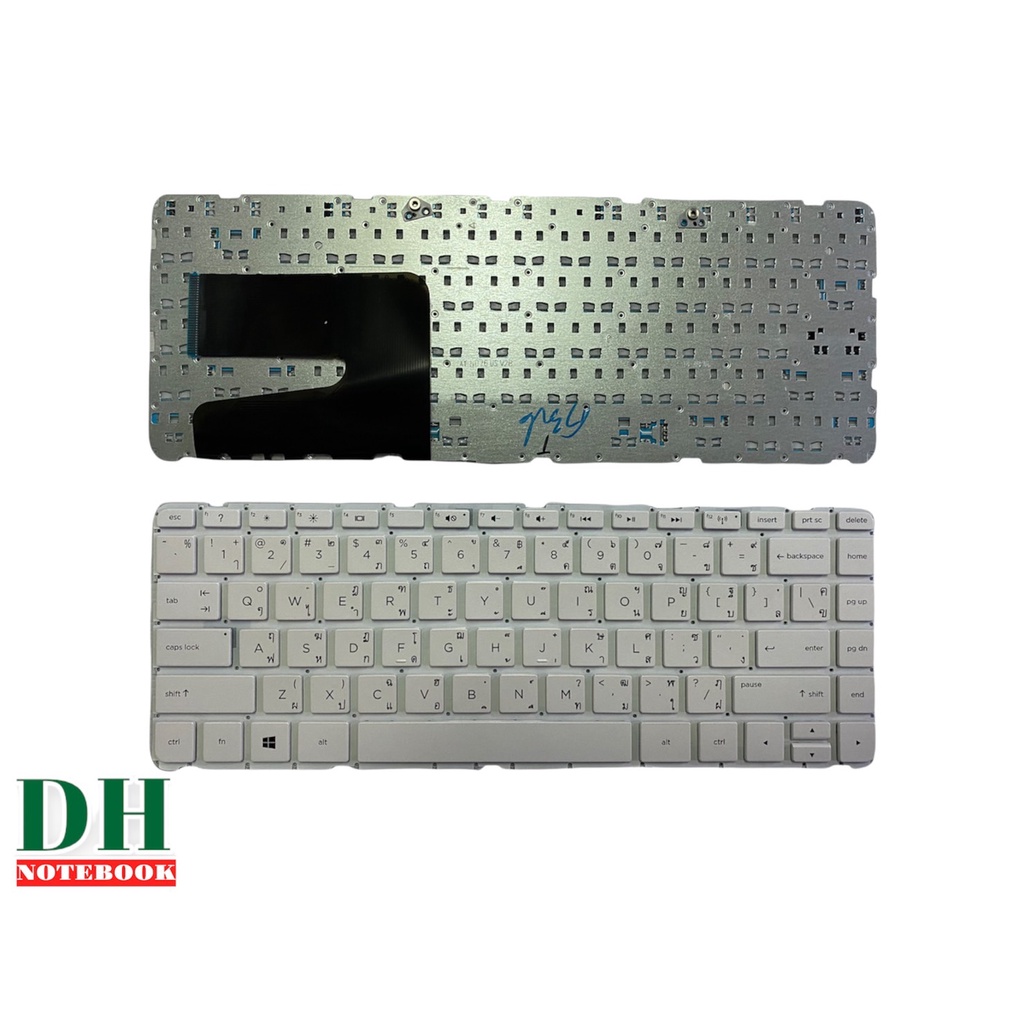 แป้นพิมพ์ คีย์บอร์ดโน๊ตบุ๊ค Hp Pavilion 14-D 14-N 14-G 14-R Laptop Keyboard สีขาวแบบไม่มีเฟรม น็อต 2 ตัว TH-ENG
