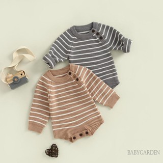 Babygarden- ชุดรอมเปอร์ถัก แขนยาว คอกลม พิมพ์ลายทาง แฟชั่นฤดูหนาว สําหรับเด็กผู้ชาย อายุ 0-3 ปี