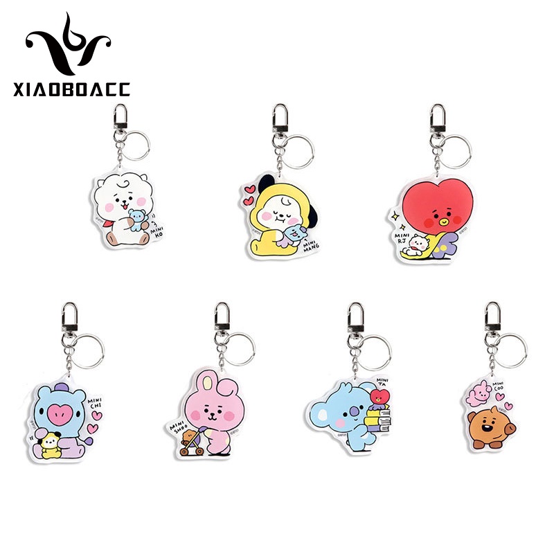 พวงกุญแจการ์ตูนนักร้อง Kpop BTS BT21 สไตล์เกาหลี XiaoboACC