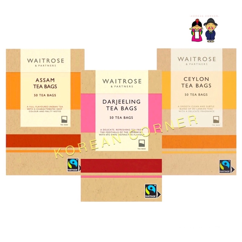 WAITROSE Assam / Darjeeling / Ceylon Tea Bags ชาดาร์จีลิง อัสสัม ซีลอน อินเดีย ชนิดซองจากอังกฤษ