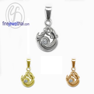 Finejewelthai-จี้ราศี-ราศีกุมภ์-จี้เพชรสังเคราะห์-จี้เงินแท้-Aquarius-Silver-Pendant-P1175cz00