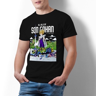 เสื้อคนอ้วน Bandai Son Gohan Novelty T-Shirts Men Dragon Ball Streetwear Printed T-Shirt O Neck Original Tshirt 100 Cott