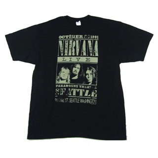 เสื้อผ้าผชLsmtx1 เสื้อยืดผ้าฝ้าย พิมพ์ลาย Nirvana Live Seattle Oct 31 1991 Band Kurt โอเวอร์ไซซ์ สําหรับผู้ชายS-5XL