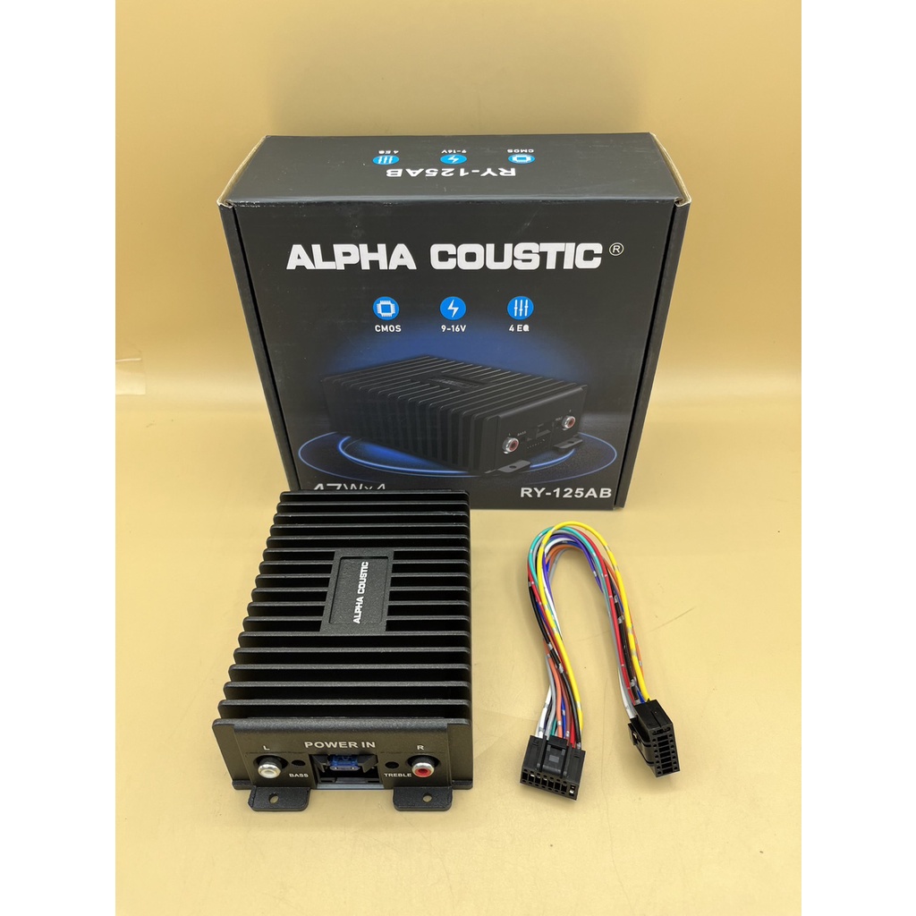 แอมป์ขยาย สำหรับจอแอนดรอยด์ 7" 9" 10" ปลั๊กตรงรุ่น16pin เพาเวอร์แอมป์4CH Alpha RY-125AB 47Wx4/Carwales CL-ZX400/M Audio