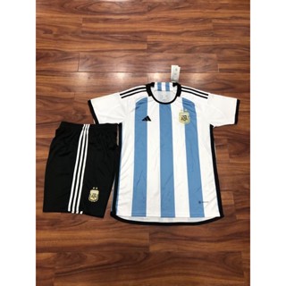 เสื้อกีฬาแขนสั้น ลายทีมชาติฟุตบอล Argentina 22 23 ชุดเหย้า สีฟ้า ขาว และกางเกงขาสั้น ไซซ์ S-2XL สําหรับผู้ชาย