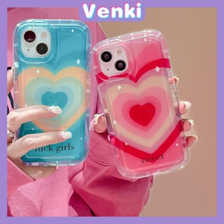 VENKI - Case For iPhone 14 Pro Max TPU Soft Jelly Airbag Case Love Heart Clear Pink Blue Case Camera Protection Shockproof For iPhone 14 13 12 11 Plus Pro Max 7 Plus X XR