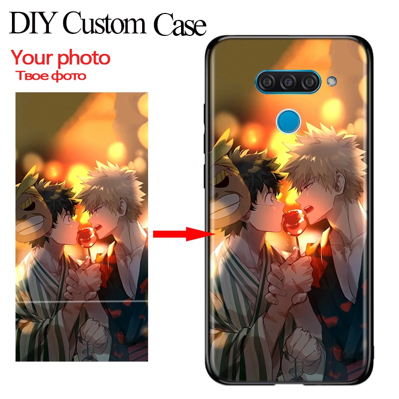 DIY ซิลิโคนสีดําที่กําหนดเองสําหรับ LG กํามะหยี่ 4G 5G K41S K40 K50 Q60 V50 เคสโทรศัพท์