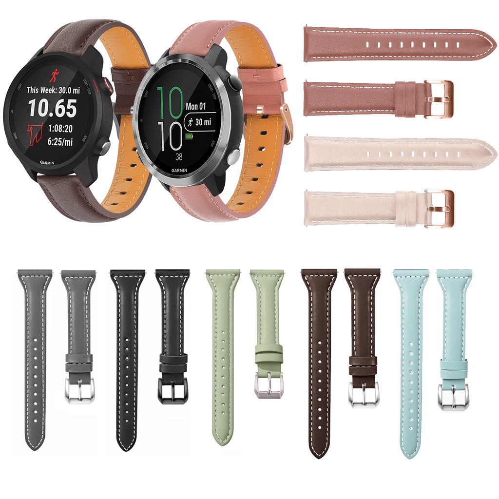 20 มม.สายหนังสําหรับ Garmin forerunner 245M 645 645M 165 158 55 570 42 มม. Vivoactive 3 5 6 เพลงคุณภาพสูงแฟชั่น Slim watch Elegant band