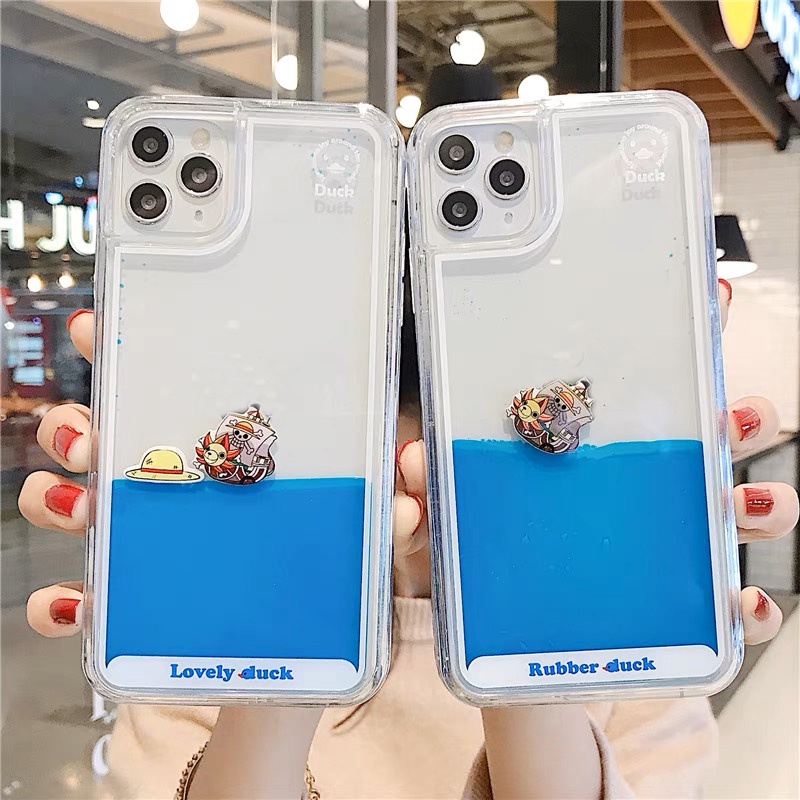 สําหรับ iPhone 17 15 14 13 Pro Max 12 11 6 7 8 Plus X XR XS การ์ตูน One Piece ไอคอน Liquid Quicksand กรอบนุ่ม Hard กลับกรณี