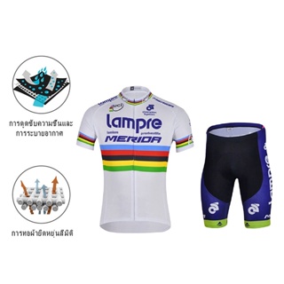 [พร้อมส่ง] Lampre ใหม่ ชุดเสื้อแขนสั้น กางเกงขาสั้น ระบายอากาศ แห้งเร็ว สําหรับผู้ชาย เหมาะกับการขี่จักรยานเสือภูเขา