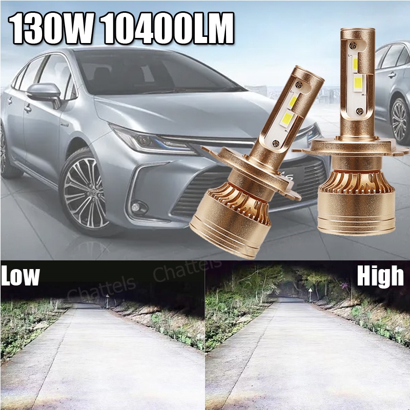 1 คู่ หลอดไฟหน้า 65W LED ไฟหน้ารถยนต์ 12V  แสงสีขาว ขั้วH1 H3 H4 H7 H8 H9 H11 9006/HB4 9005/HB3