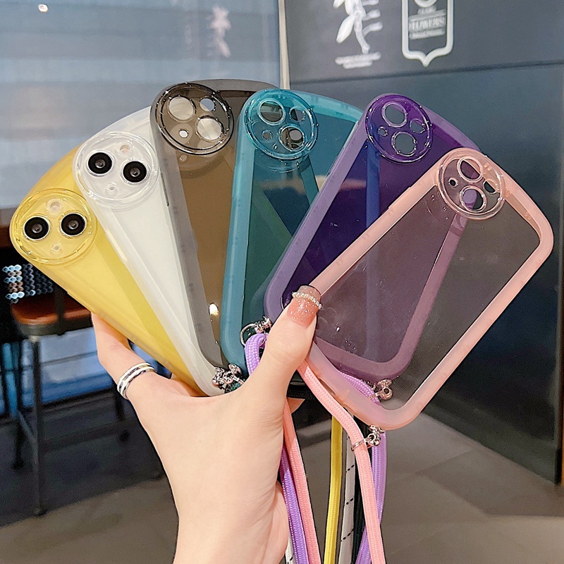 เคส Huawei Y6P Y9S Y9 P30 Pro Nova 5T 9 SE Y70 Huaweiy9Prime Huaweiy9 Prime 2019 2020 Transparent Protect Big Camera Soft Case With Lanyard