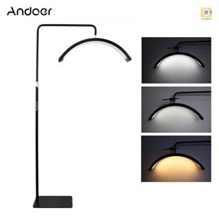 Andoer HD-M6X 36W ไฟ LED รูปดวงจันทร์ 3000K-6000K หรี่แสงได้ พร้อมขาตั้งไฟโลหะ 180 ซม. 70.9 นิ้ว และรีโมตคอนโทรล สําหรับร้านเสริมสวย แต่งหน้า