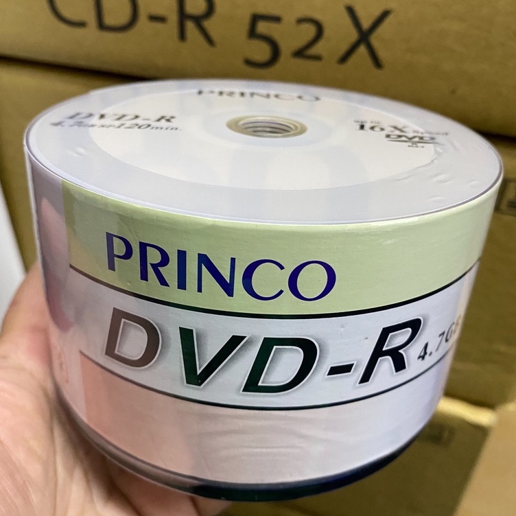 DVD-R PRINCO 4.7GB.(50/pack) -ของเเท้ แผ่น DVD-R สำหรับบันทึกข้อมูล ความจุ4.7GB.