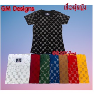 เสื้อยืดหญิงลาย GM DESIGNS แบบใหม่  ผ้า cotton อย่างดี เสื้อยืดแขนสั้นเข้ารูป ถ่ายจากสินค้าจริง ผ้านุ่ม เสื้อยืดผู้หญิง