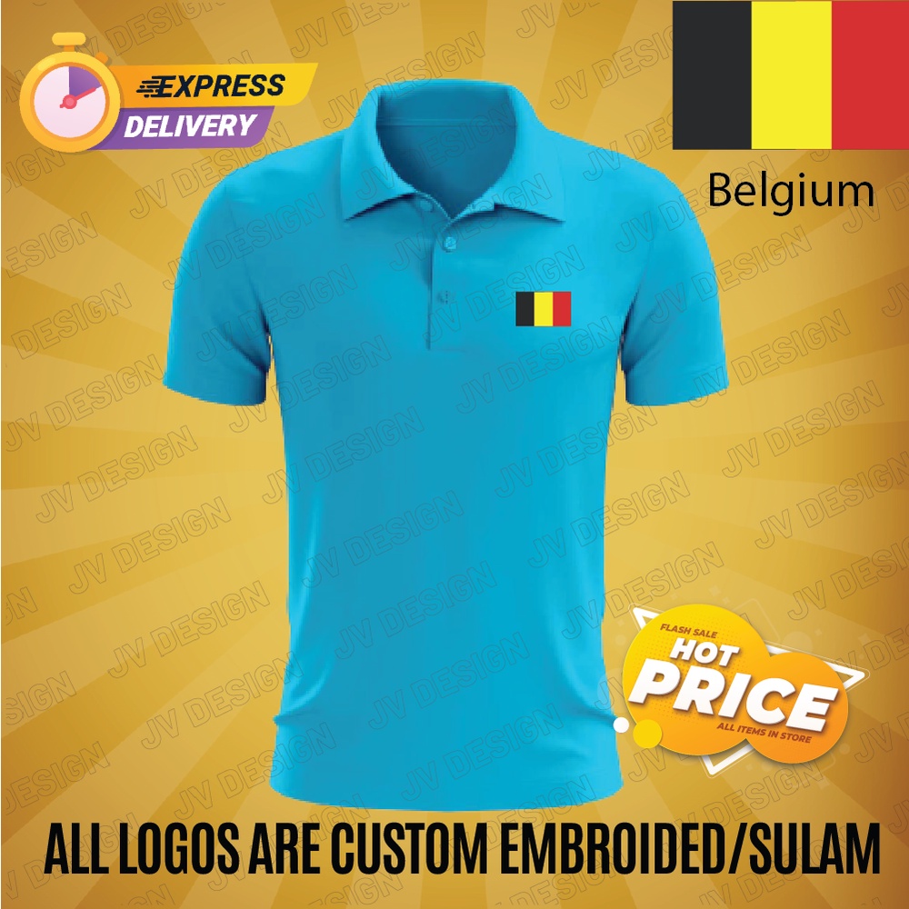 WONDERFUL BELGIUM FLAG EMBROIDERY (SULAM) DESIGN 200GSM TAILORED COLLAR SHIRT