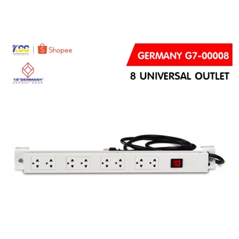 GERMANY AC POWER DISTRIBUTION 8 Universal Outlet w/Cable 3 M. & Surge Protection รุ่น G7-00008