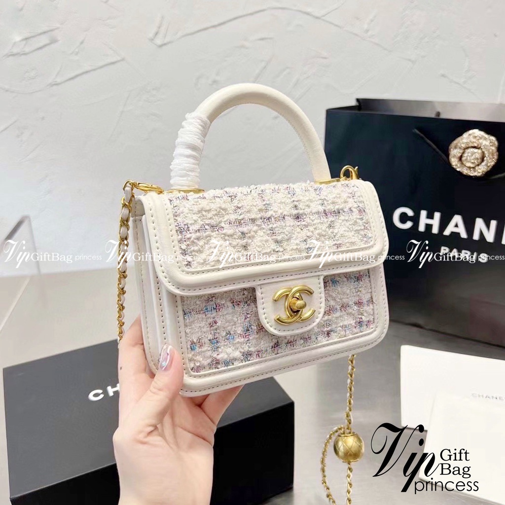Chanel tweed mini flap bag / Chanel mini top handle กระเป๋าสะพายงานผ้าทวิตเอกลักษณ์เฉพาะของแบรนด์ งานสวยเป๊ะ