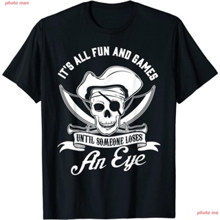 ซีออฟธีฟส์ เกม ขบขัน ผู้ชาย เสื้อยืด วัตถุระเบิดขนาดใหญ่ All Fun and Games until Someone Loses an Eye Pirate T-Shirt เสื