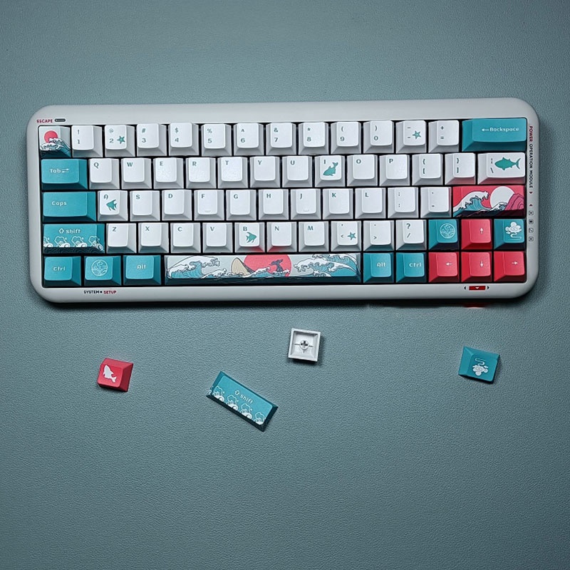 Coral Sea keycaps PBT Dye-sub cherry profile  Dye-suitable for standard 61/87/104/108/980/104/108 key keyboards