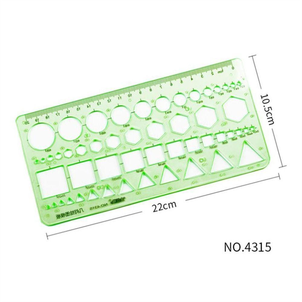 โคเวน ไม้บรรทัดแม่แบบอุปกรณ์สํานักงานโปร่งใสเครื่องมือวัดวงกลมรูปไข่สีเขียวไม้บรรทัดเรขาคณิต - รูปที่ 6