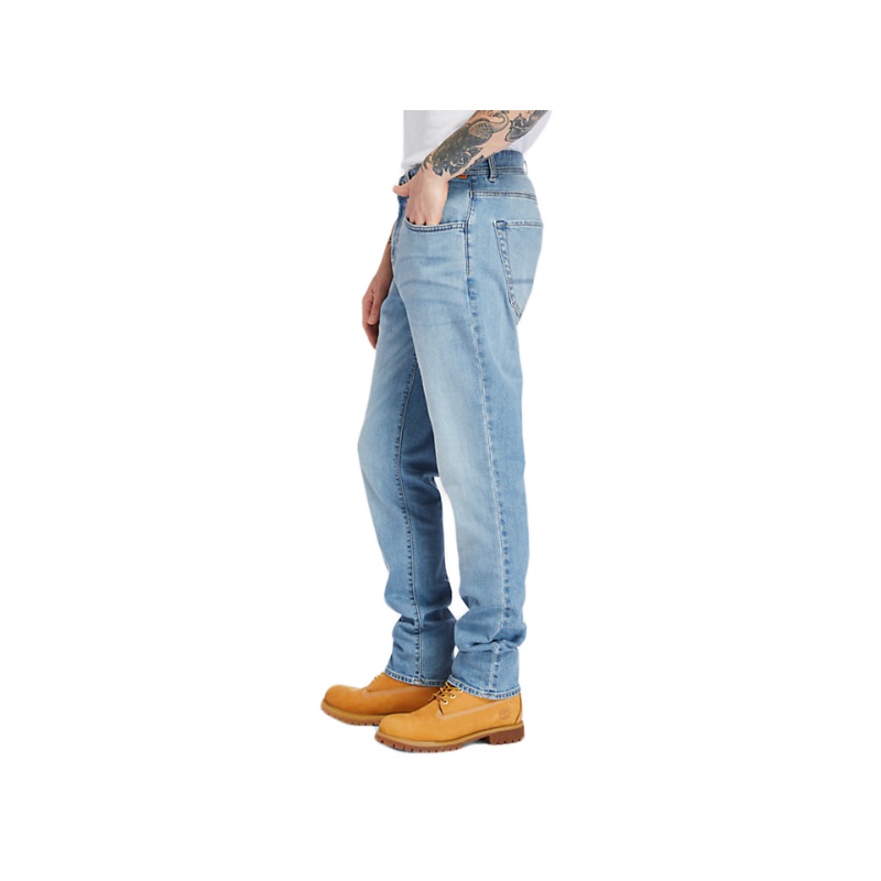 Timberland กางเกงยีนส์ยาว TAPERED-LEG  Comfort Jeans For Men In Dark Blue Size 28-38 #4