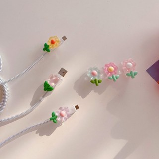 【พร้อมส่ง】ตัวถนอมสายชาร์จ Usb รูปดอกไม้ ขนาดใหญ่ 1 ชิ้น