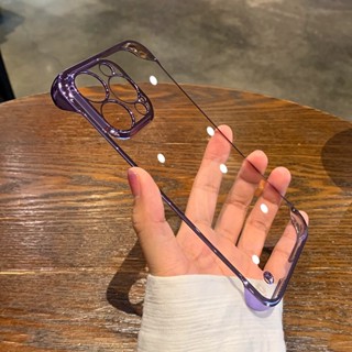 เคสโทรศัพท์มือถือ PC แข็ง แบบใส กรอบโลหะ หรูหรา สําหรับ IPhone 14 13 12 11 pro max case 14 pro max ip 14 13 11 pro max