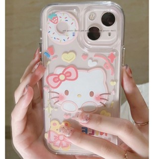 เคสโทรศัพท์มือถือแบบนิ่ม ลายโดนัท แมว KT สําหรับ apple 14 13promax 12 11 xr xs 7 8p