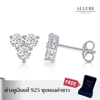 ต่างหูเงินแท้ 925 ชุบเคลือบทองคำขาว ประดับเพชร CZ Swiss Diamonds รุ่น BUBBLE HONEY ตุ้มหู ต่างหู ต่างหูเพชร Allure