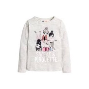 [H&M Auth] เสื้อยืดเด็กผู้หญิงคอกลมแขนยาวผ้าฝ้าย 100% ลายสาวสวย 3 ลายฤดูใบไม้ร่วงฤดูหนาวส่งท้ายปีตรั