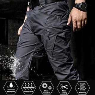 【จัดส่งพรุ่งนี้】กางเกงยุทธวิธีผู้ชายหลายกระเป๋า IX7/IX9 กองทัพทหารกางเกงคาร์โก้กันน้ำสำหรับผู้ชาย