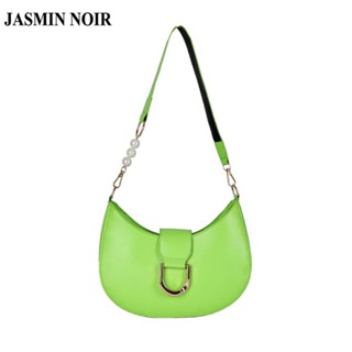 Jasmin NOIR กระเป๋าสะพายไหล่ สะพายข้าง หนัง PU ลายดวงจันทร์ ล็อก แฟชั่นสําหรับสตรี