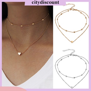 &lt;citydiscount&gt;  สร้อยคอโซ่จี้รูปหัวใจประดับลูกปัดแฟชั่นสตรี