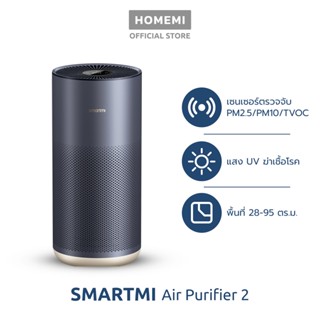 [ประกันศูนย์ไทย1ปี] Smartmi Air Purifier 2 เครื่องฟอกอากาศ รุ่น SM0007 ฆ่าเชื้อโรคด้วยยูวี เซ็นเซอร์+กรอง TVOC, PM2.5/PM