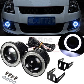 2.5  สีขาว LED Projector ซังแองเจิลตาไฟตัดหมอกรัศมีแหวนขับรถโคมไฟ Car