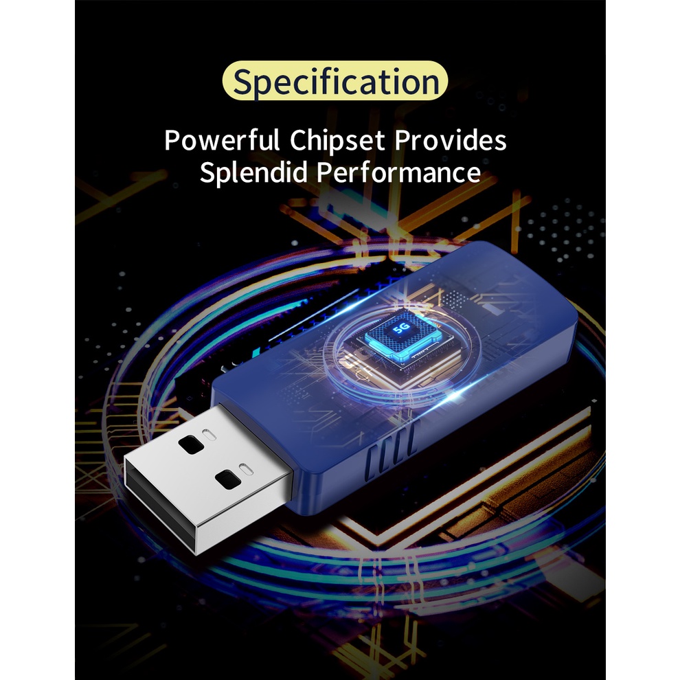 Comfast ตัวรับสัญญาณ wifi pc 5g bluetooth ตัวรับสัญญาณ wifi Usb wifi 727B Wifi 5