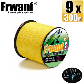 Frwanf สายเอ็นตกปลา แบบถัก PE X9 300 ม. 9 เส้น สีเหลือง