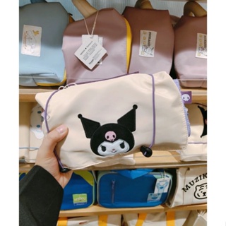 กระเป๋าเครื่องสําอาง ทรงสี่เหลี่ยม แบบพับได้ ลาย Sanrio Pacha Dog Kuromi